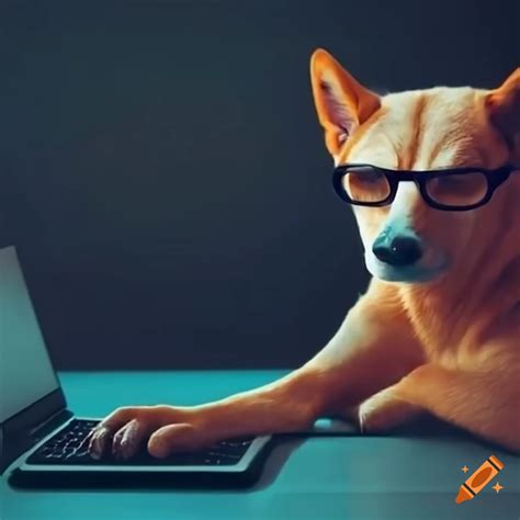 Dog On Computer Glasses