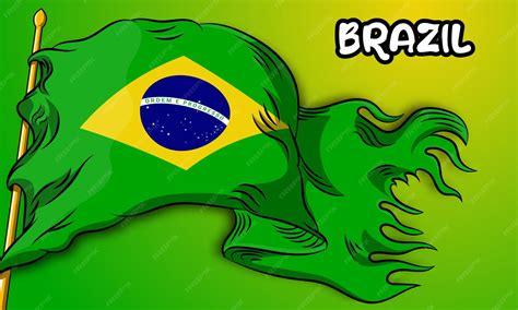 Bandera de vector de brasil con dibujado a mano | Vector Premium