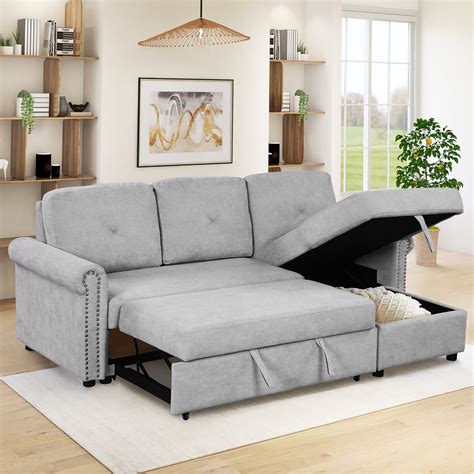 Euroco 83" L Shaped Sofa Bed Modern Convertible Sleeper Sofa Bed with ...