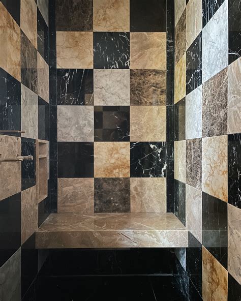 Shower: Checkerboard Marble - Marble Trend | Marble, Granite ...
