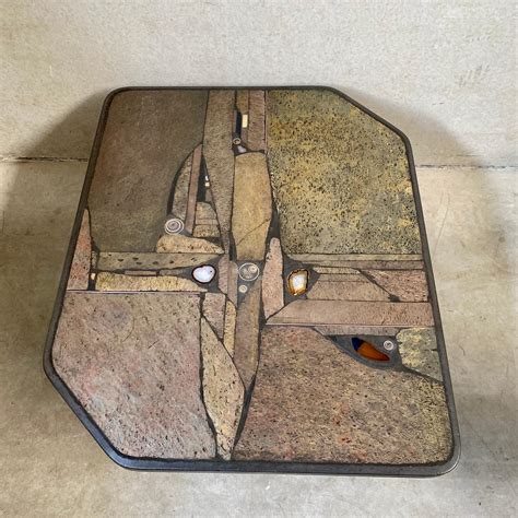 Brutalist Stone Brass Agate Art Coffee Table Design Studio Stam ...