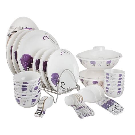 WHITE GOLD 44 PCS MELAMINE FULL DINNER SET CROCKERY - ROUND - IRIS ...