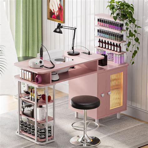Amazon.com: Kikihouse Manicure Table with LED Light, Nail Desk Nail ...