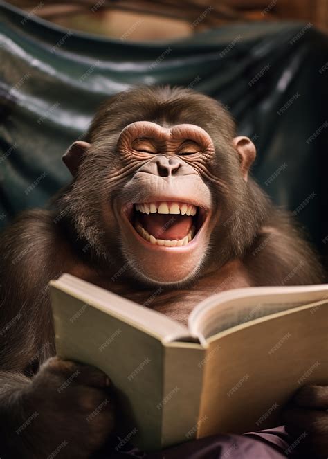 Free Photo | Funny monkey reading book