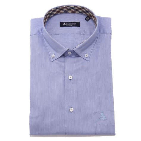 5784AE camicia uomo AQUASCUTUM white/blue striped cotton shirt man
