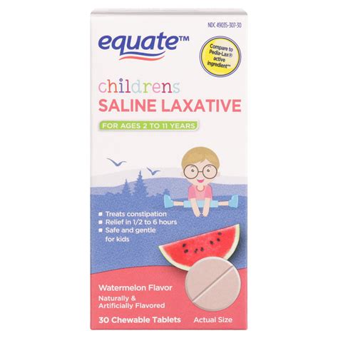 Equate Children's Saline Laxative for Bowel Issues, Chewable Tablets, Watermelon Flavor, over ...