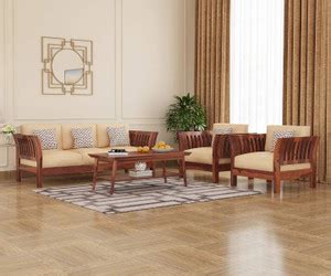 House Of Kuber Solid Sheesham Wood Royal Style 5 Seater Sofa Set For ...