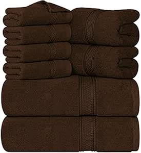 Cotton Bath Towel Set Brown - 8 Piece includes 2 Bath Towels, 2 Hand ...