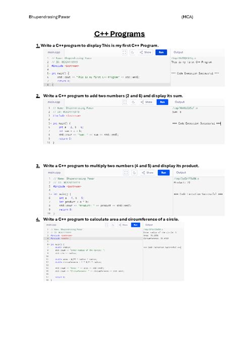 Assignment Cpp programs - C++ Programs Write a C++ program to add two ...