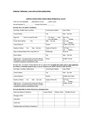 Personal Loan Application Unsecured - Blank Fillable Template | Fill ...