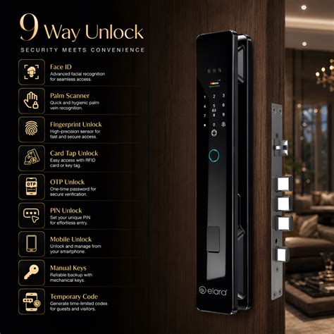 Elara Apex Prime Smart Door Lock, HD Display, Camera, Fingerprint, RFI ...