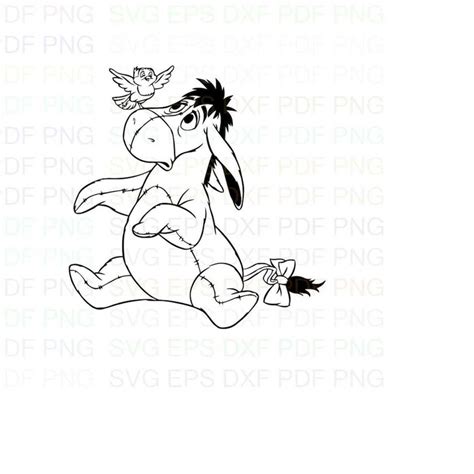 Eeyore_Donkey_with_bird_Winnie_the_Pooh Outline Svg Dxf Eps - Inspire ...