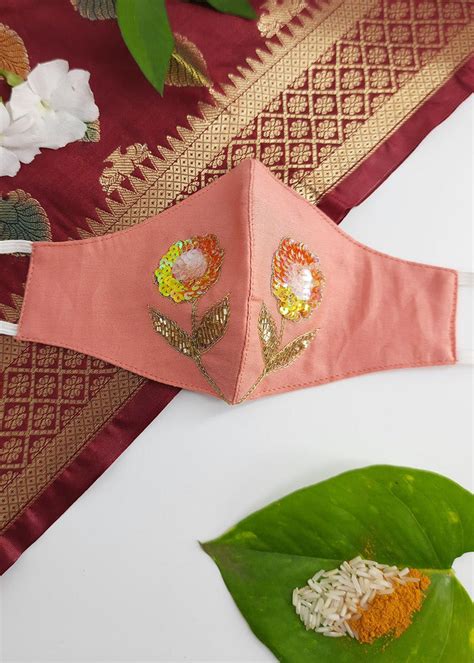Get Multicoloured Sequined Floral Detail Mask at ₹ 399 | LBB Shop