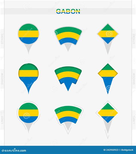 Gabon Flag, Set of Location Pin Icons of Gabon Flag Stock Vector ...