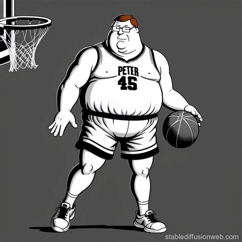 peter griffin hitting the most devious jump shot basketball monochrome ...
