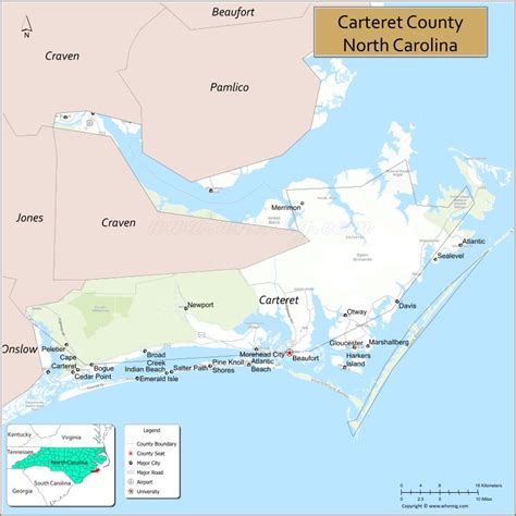 Map of Carteret County, North Carolina, USA - Check Where is Located ...