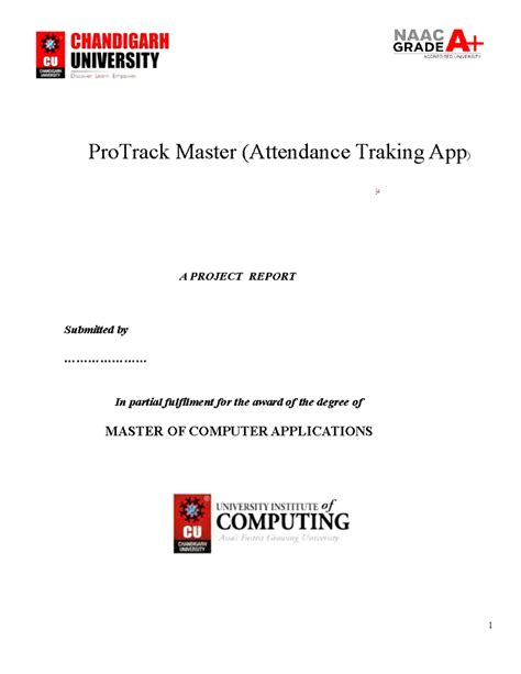 Project Report - ProTrack Master Attendance Tracking App (MCA) - Studocu