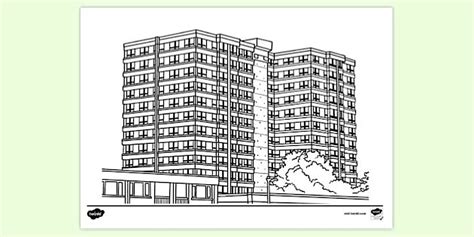 Block of Flats Colouring Sheet | Colouring | Twinkl