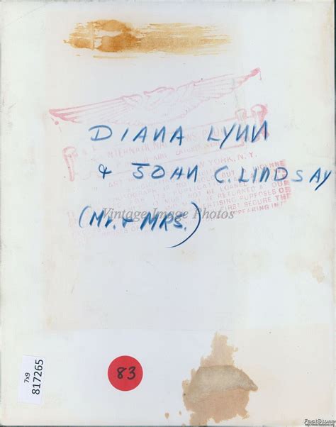 Vintage Actress Diana Lynn John C Lindsay Lovely Wedding Actor 7X9 ...