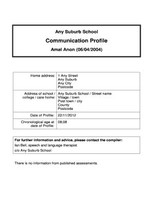 Fillable Online Example Profile - Amal - Ian P Bell Fax Email Print ...