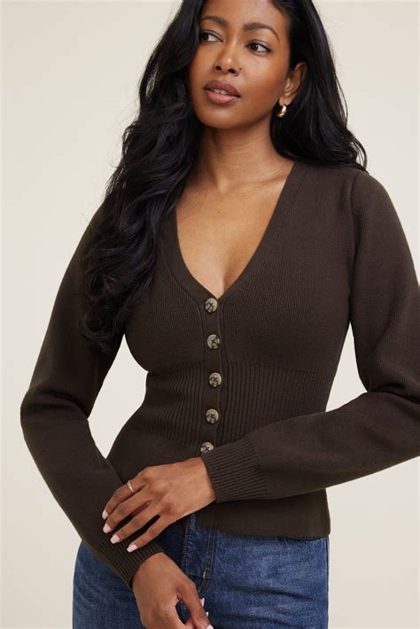 Cinched Waist Cardigan Brown | Dynamite