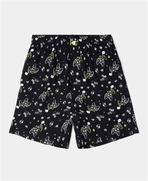 Buy Super Combed Cotton Printed Boxer Shorts with Side Pockets - Black ...