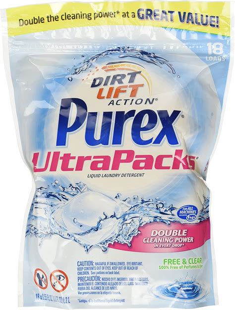Amazon.com: Purex Ultra Packs Laundry Detergent, Free and Clear 18 ...