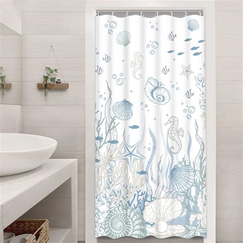 Amazon.com: Lifeella Nautical Coastal Turtle Shower Curtain, Coral ...
