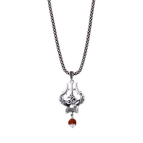 Om Trishul Mahakal Rudraksha Silver Pendant – Prinjal Jewels