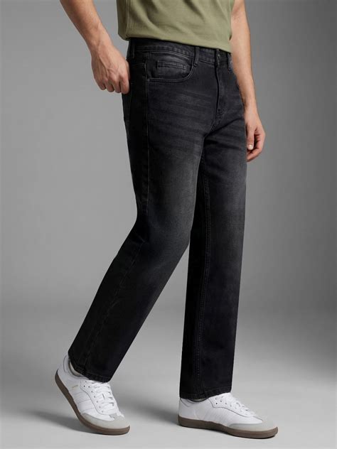 Men's Black Relaxed Fit Washed Denim Jeans Non-Stretchable – Urbano Fashion