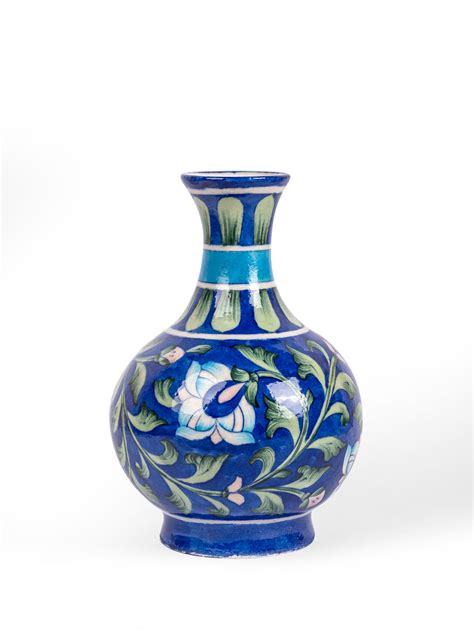 Blue Pottery Surahi Blue color – NEERJA INTERNATIONAL INC