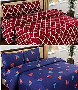 Soniasaa Combo Pack of 2 Double Bedsheet with 4 Pillow Covers 185 TC ...
