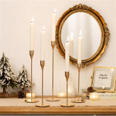 Buy Sziqiqi Gold Taper Candle Holders Candlestick Holder for Wedding ...