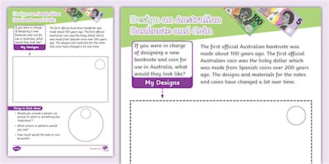 Design a Currency Worksheet | Twinkl Australia
