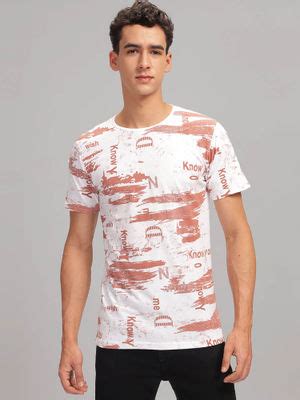 Buy Parcel Yard Mens White Printed Round Neck T-Shirt Online