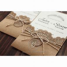 Lace Wedding Invitations Australia by Twine And Lace Rustic Pocket Invite With Raised Printing Lace Wedding Invitations Australia