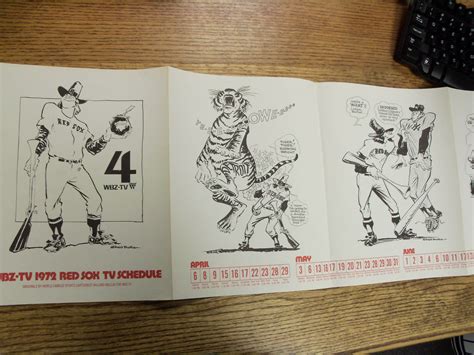Lot Detail - 1972 WBZ-TV Boston Red Sox Fold-Out Schedule Featuring Art ...