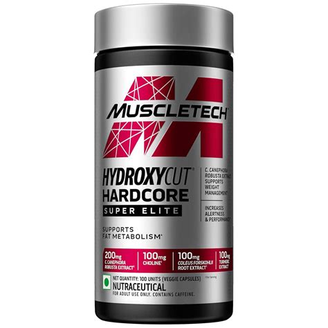 Muscletech Hydroxycut Hardcore super elite Fat Burner (100 Veggie caps ...