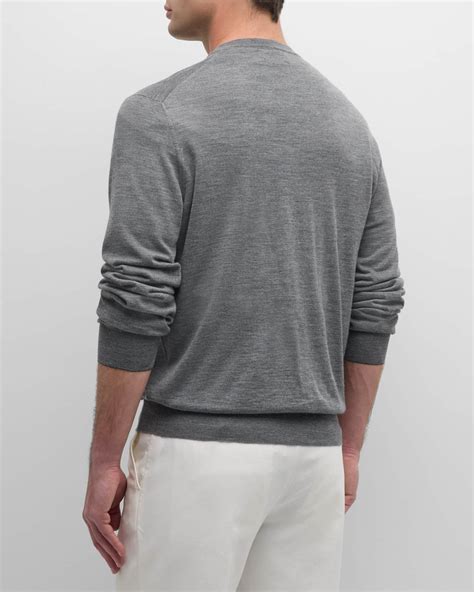 Brunello Cucinelli Men's Wool-Cashmere V-Neck Sweater | Neiman Marcus