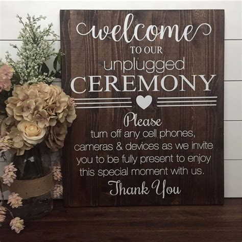 Unplugged Wedding Sign / Wood Wedding Welcome Sign / Rustic Wood Unplugged Ceremony Sign ...
