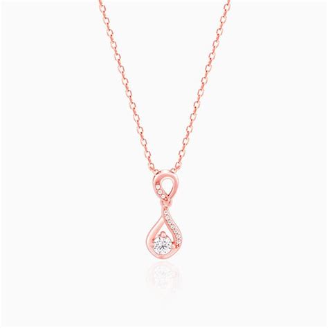 Rose Gold Zircon Twist Pendant With Link Chain – GIVA