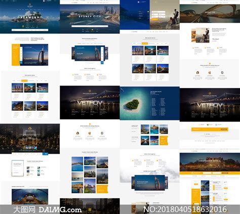 旅游资讯导览类型网站设计分层模板_大图网图片素材