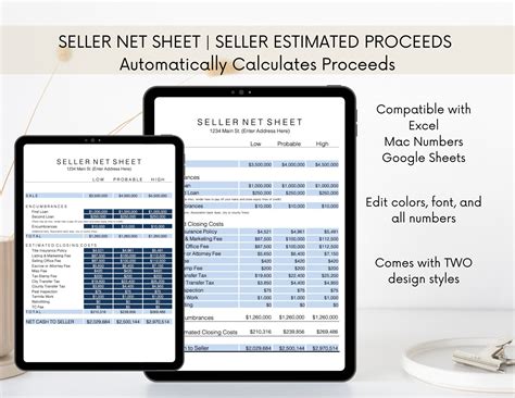 Seller Net Sheet Template: Estimated Proceeds (digital Download) - Etsy