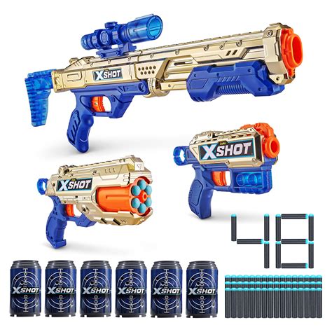 XShot X-Shot Excel Golden Combo Pack Golden Hawk Eye + Reflex 6 and Double Kickback (6Cans ...