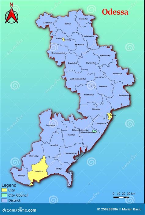 Vector Map of the Ukraine Administrative Divisions of Odessa Region ...
