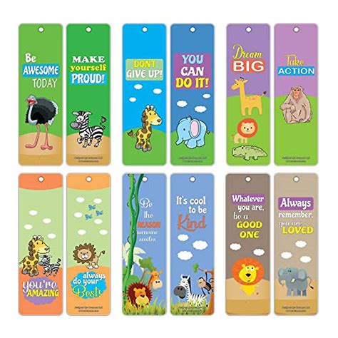 Safari Animals Motivational Bookmarks for Kids - Inspiring Reading Gifts