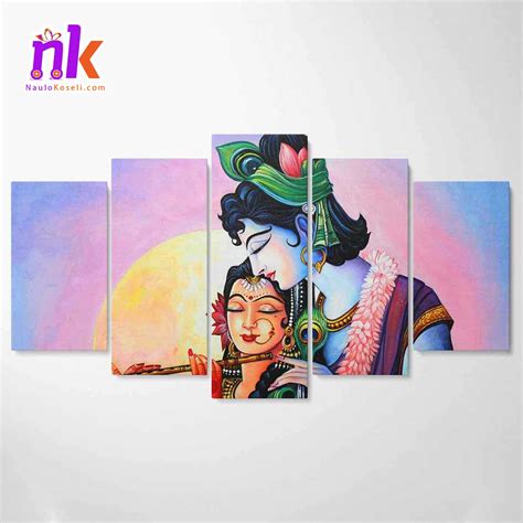 Five Panel Canvas Art of Radha Krishna - NauloKoseli.com