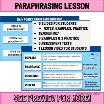 Image result for Paraphrasing Lesson Video