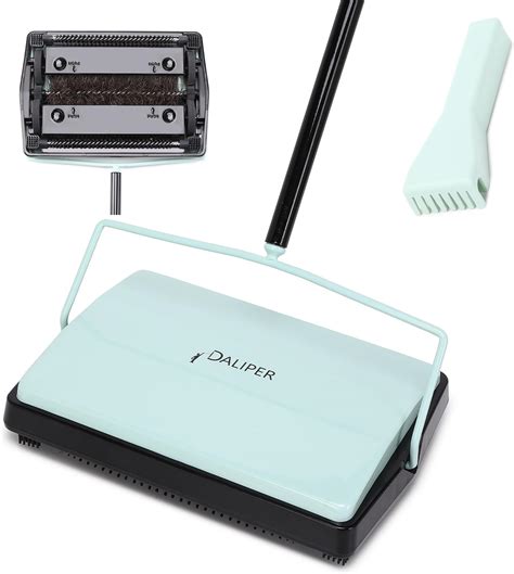 JEHONN Carpet Sweeper Manual with Horsehair, Non Electric Quite Floor ...