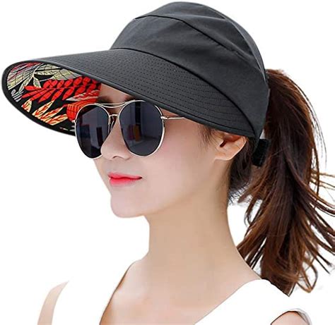 Buy Frackson Women Polyester Sun Visor Hats UV Protection Wide Brim ...